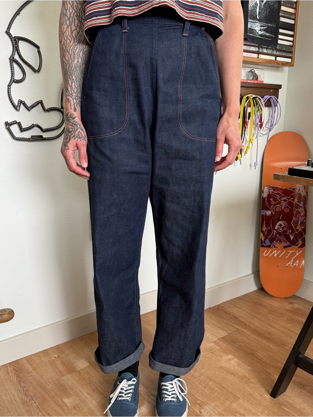 Vintage 50s Dark Denim Side Zip Jeans Jeanies by Blue Bell ~ Size Small